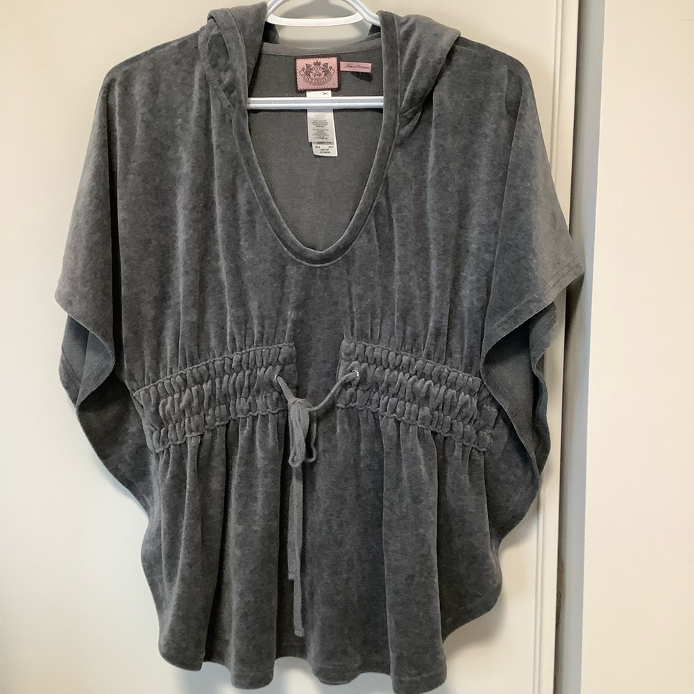 JUICY COUTURE Women’s Y2K Velour Gray Hoodie Poncho - Size: Small